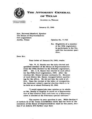 Primary view of Texas Attorney General Opinion: V-760