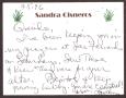Primary view of [Letter from Sandra Cisneros to Sterling Houston - July 5th, 1996]