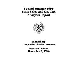 Primary view of object titled 'State Sales and Use Tax Analysis Report: Second Quarter, 1996'.