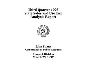 State Sales and Use Tax Analysis Report: Third Quarter, 1996