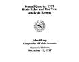 Report: State Sales and Use Tax Analysis Report: Second Quarter, 1997