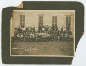[Students and Teachers in Front of Schoolhouse]