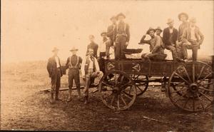 Railroad Survey Crew Poses on a Wagon, c. 1902