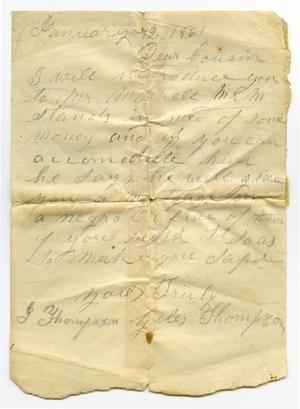 [Letter regarding a loan for William Murrell, January 12, 1861]