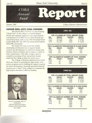 COBA Annual Fund Report, Summer 1994