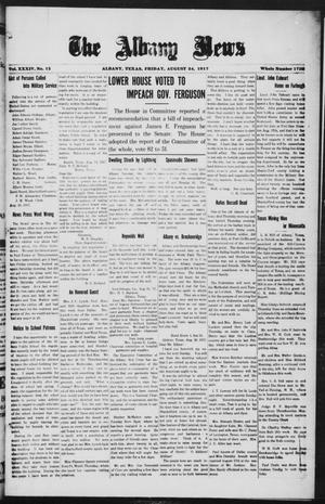 Primary view of The Albany News (Albany, Tex.), Vol. 34, No. 12, Ed. 1 Friday, August 24, 1917