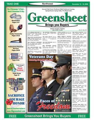 Primary view of Greensheet (Houston, Tex.), Vol. 37, No. 479, Ed. 1 Friday, November 10, 2006