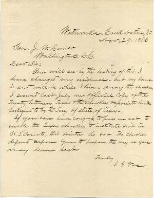 [Letter from I. G. Vore to J. W. Denver, November 29, 1883]