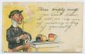 Postcard: [Postcard of Man with Two Mugs]