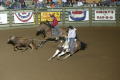 Photograph: [Cowboys Roping a Calf at Cowtown Coliseum]