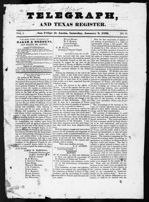 Primary view of Telegraph and Texas Register (San Felipe de Austin [i.e. San Felipe], Tex.), Vol. 1, No. 12, Ed. 1, Saturday, January 9, 1836