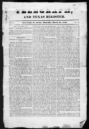 Primary view of Telegraph and Texas Register (San Felipe de Austin [i.e. San Felipe], Tex.), Vol. 1, No. 21, Ed. 1, Thursday, March 24, 1836