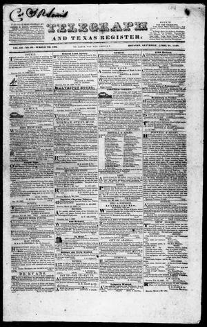 Primary view of Telegraph and Texas Register (Houston, Tex.), Vol. 3, No. 22, Ed. 1, Saturday, April 28, 1838