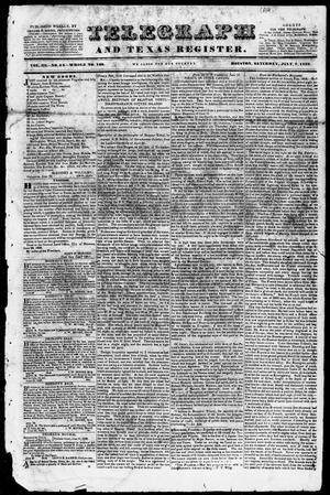 Primary view of Telegraph and Texas Register (Houston, Tex.), Vol. 3, No. 45, Ed. 1, Saturday, July 7, 1838