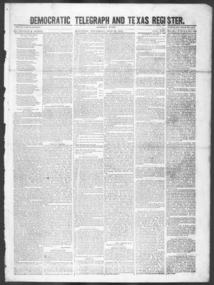 Primary view of Democratic Telegraph and Texas Register (Houston, Tex.), Vol. 14, No. 30, Ed. 1, Thursday, July 26, 1849