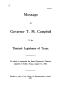 Book: Message of Governor T.M. Campbell to the thirtieth legislature of Tex…