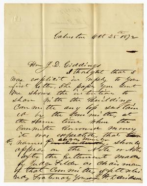 Primary view of [Letter from J. H. Davidson to J. D. Giddings - October 25, 1872]