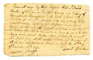 Primary view of [Agreement for sale of Boston, an enslaved man, in Connecticut]