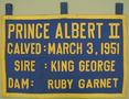 Physical Object: [Blue canvas and yellow felt banner that states: "PRINCE ALBERT II CA…