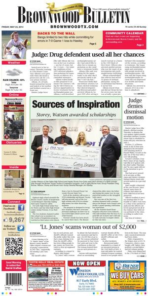 Primary view of Brownwood Bulletin (Brownwood, Tex.), Vol. 114, No. 188, Ed. 1 Friday, May 23, 2014