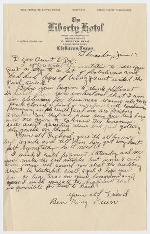 [Letter from Ben King Green to Opal Roberts, June 18, 1931]