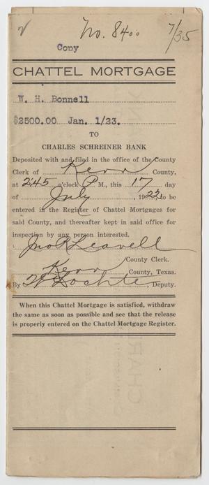 [Copy of a Chattel Mortgage Agreement Between W. H. Bonnell and Charles Schreiner Bank]