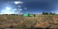 Photograph: Equirectangular image of the UNT sign on the ground before being elev…
