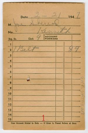 [Various Receipts from J. E. M. Yates Dry Goods]