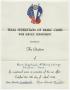 Text: [Certificate from the Texas Federation of Music Clubs - War Service D…