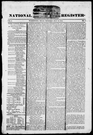 Primary view of Texas National Register. (Washington, Tex.), Vol. 1, No. 31, Ed. 1, Thursday, July 10, 1845