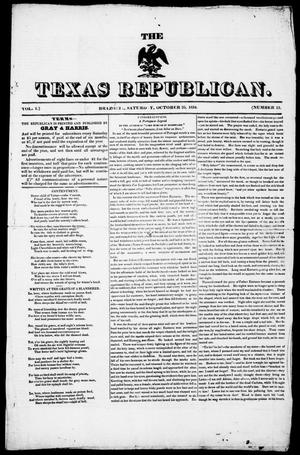 Primary view of The Texas Republican. (Brazoria, Tex.), Vol. 1, No. 13, Ed. 1, Saturday, October 25, 1834