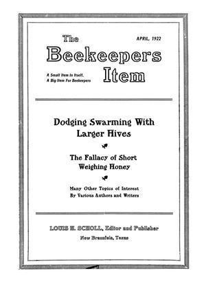 The Beekeeper's Item, Volume 6, Number 4, April 1922