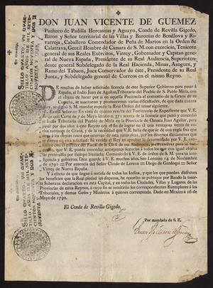 Primary view of [Printed Decree from the Viceroy]