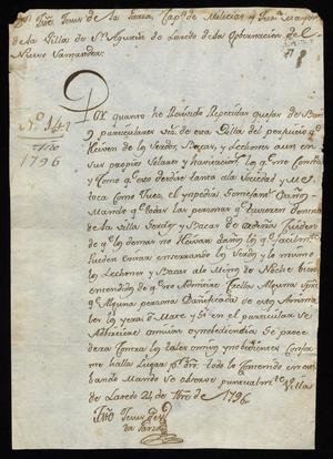 Primary view of [Order from José de Jesús de la Garza]