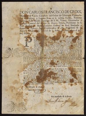 Primary view of [Decree from the Marques de Croix to Spanish Officials]