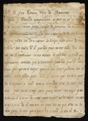 Primary view of object titled '[Request to Leave Laredo from Maria Josefa]'.