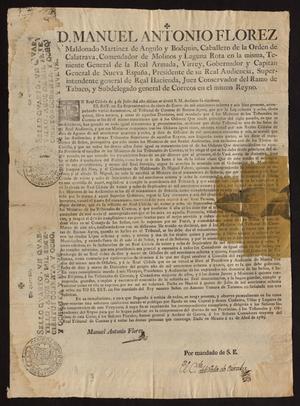 Primary view of [Decree from Viceroy Manuel Antonio Maldonado]