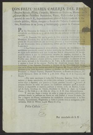 Primary view of [Printed Decree from Viceroy Calleja]