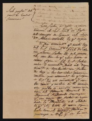 Primary view of [Partially Torn Letter from Rafael Uribe to the Laredo Alcalde, February 17, 1843]