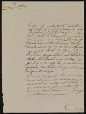Primary view of [Letter from Comandante Bravo to Alcalde Ramón, August 15, 1845]