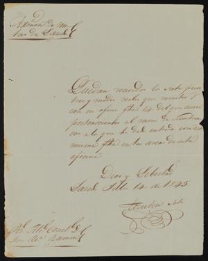 Primary view of [Letter from Faustino Soto to Alcalde Ramón, July 14, 1845]