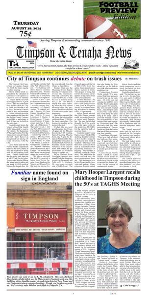 Timpson & Tenaha News (Timpson, Tex.), Vol. 34, No. 35, Ed. 1 Thursday, August 28, 2014