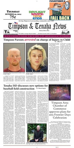 Timpson & Tenaha News (Timpson, Tex.), Vol. 34, No. 44, Ed. 1 Thursday, October 30, 2014