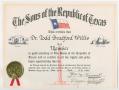 Text: [Certificate for Membership to the Sons of the Republic of Texas]