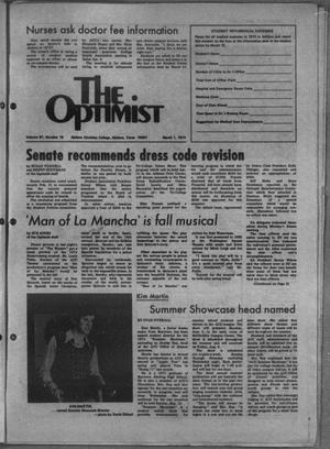 Primary view of object titled 'The Optimist (Abilene, Tex.), Vol. 61, No. 19, Ed. 1, Friday, March 1, 1974'.