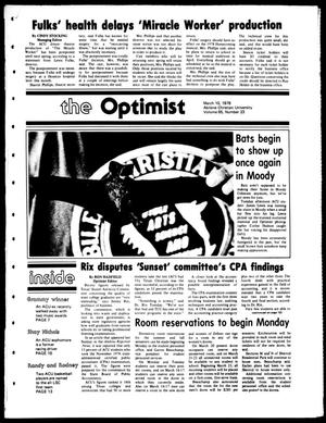 Primary view of The Optimist (Abilene, Tex.), Vol. 65, No. 23, Ed. 1, Friday, March 10, 1978